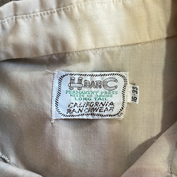 H BAR C 70’s - 80’s Vintage California Ranchwear Mens Pearl Snap Down Medium - Picture 8 of 11
